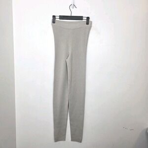 'S Max Mara Cream 100% Virgin Wool Soft Thick Ribbed Knit Leggings Pants Size M